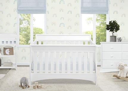 Delta Children Bentley S Series 4-in-1 Crib, White + Serta Perfect Slumber Dual Sided Recycled Fiber Core Crib and Toddler Mattress (Bundle) - LeafyLoom