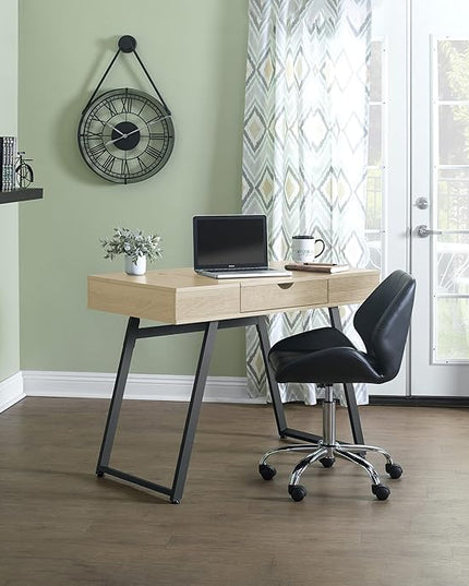 Calico Designs Rockdale Modern Office Writing Laptop Desk with Multiple Storage Compartments, Cord Management and Charging Station, Black/Honey Maple - LeafyLoom