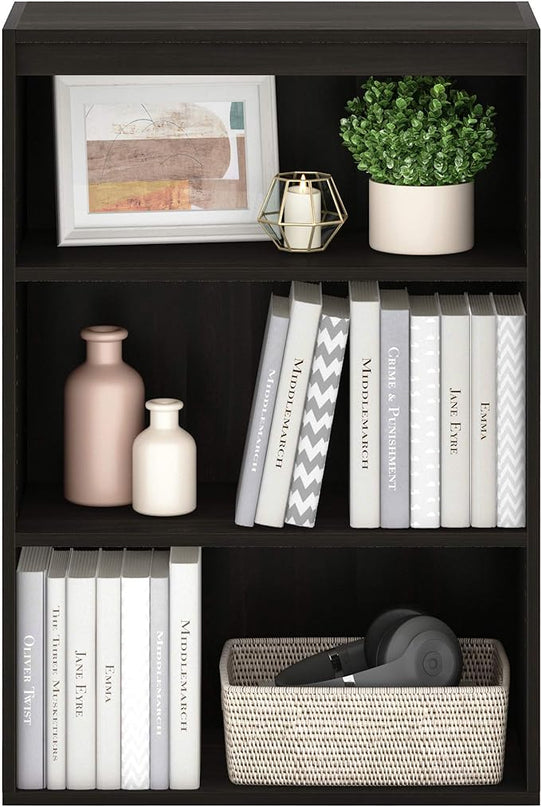 Furinno Pasir 3-Tier Open Shelf Bookcase, Dark Espresso - LeafyLoom