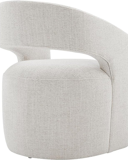Dining Chairs with Casters Upholstered Modern Armchair with Rollers for Diningroom Bedroom Livingroom Reading Room, 32.25''H, Ivory - LeafyLoom