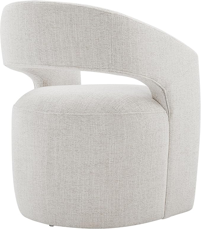 Dining Chairs with Casters Upholstered Modern Armchair with Rollers for Diningroom Bedroom Livingroom Reading Room, 32.25''H, Ivory - LeafyLoom