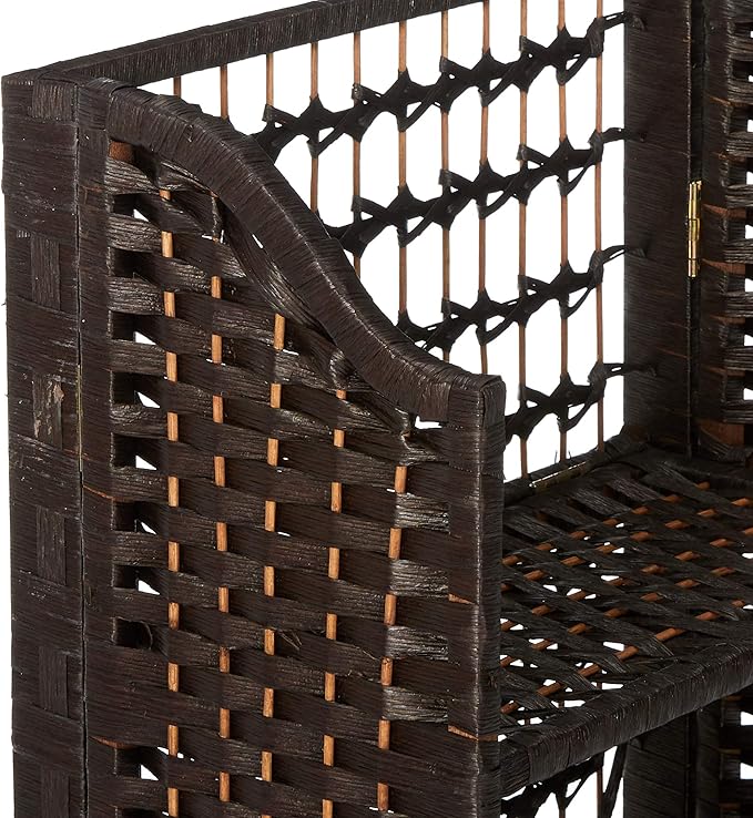 Oriental Furniture 33" Natural Fiber Shelving Unit - Mocha - LeafyLoom