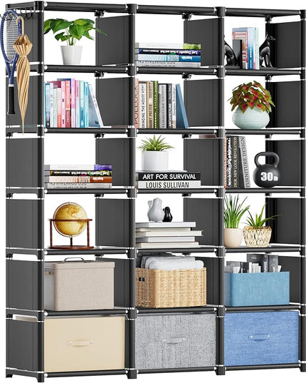 Mavivegue Book Shelf, 18 Cube Storage Organizer, DIY Bookcase, Metal Cube Bookshelf, Cubbies Closet Storage Organizer Shelves for Bedroom,Living Room,Home,Office - LeafyLoom