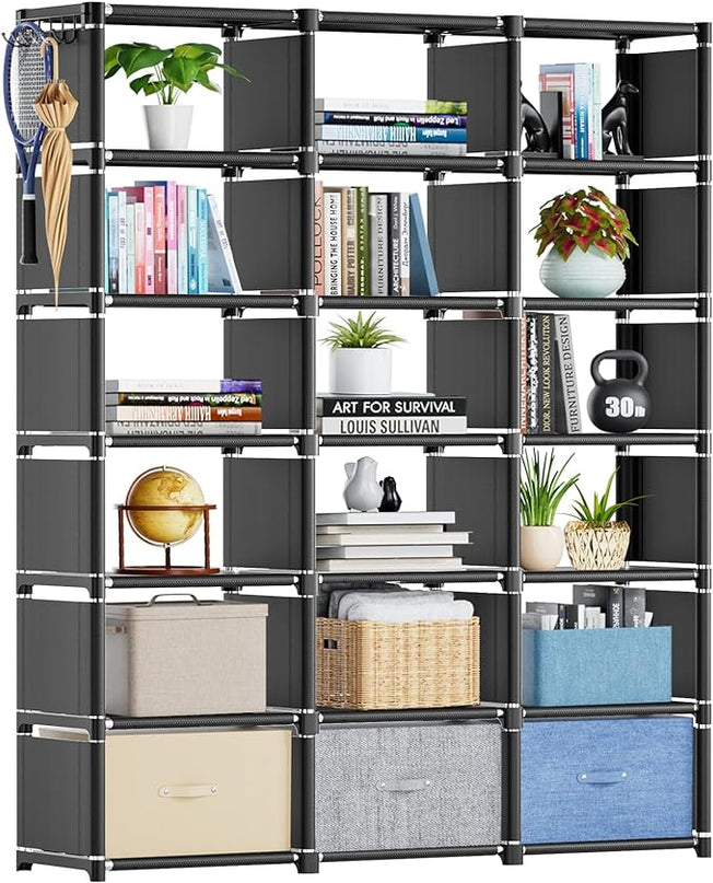 Mavivegue Book Shelf, 18 Cube Storage Organizer, DIY Bookcase, Metal Cube Bookshelf, Cubbies Closet Storage Organizer Shelves for Bedroom,Living Room,Home,Office - LeafyLoom