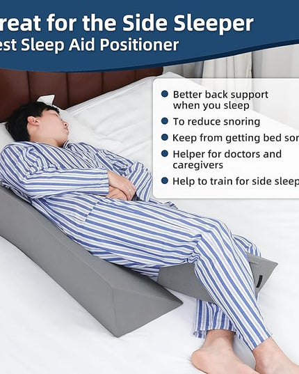 34" Wedge Pillow for Side Sleeping,Training for Side Sleeping with Detachable Small Wedge Pillow,Positioning Wedge for Side Sleeper,Back Support,Reducing Snoring,Preventing Bedsores - LeafyLoom