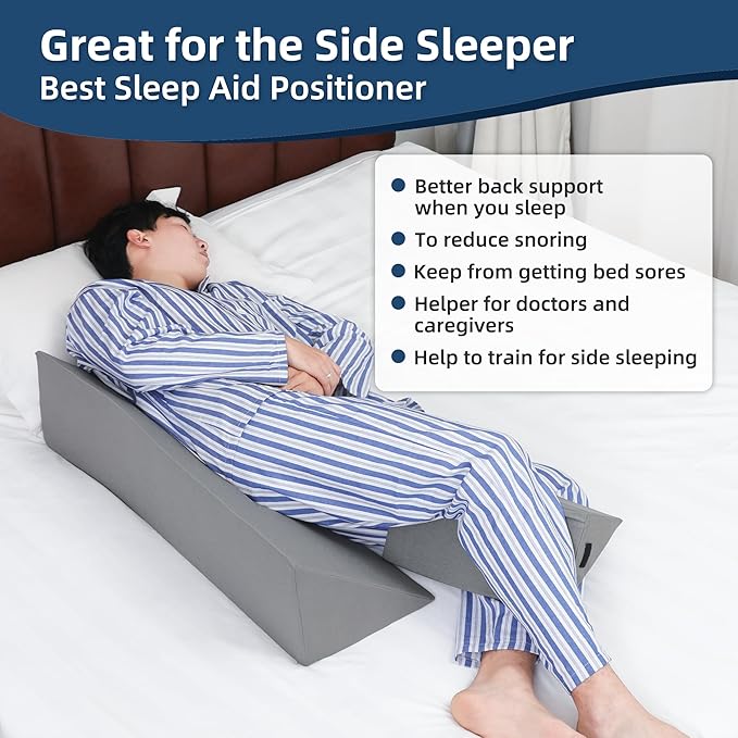 34" Wedge Pillow for Side Sleeping,Training for Side Sleeping with Detachable Small Wedge Pillow,Positioning Wedge for Side Sleeper,Back Support,Reducing Snoring,Preventing Bedsores - LeafyLoom
