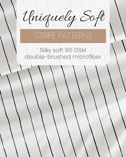 Linen Market 4 Piece Full Bedding Sheet Set (Navy Blue Stripes) - Sleep Better Than Ever with These Ultra-Soft & Cooling Bed Sheets for Your Full Size Bed - Deep Pocket Fits 16" Mattress - LeafyLoom