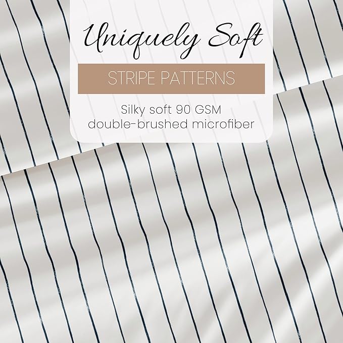 Linen Market 4 Piece Full Bedding Sheet Set (Navy Blue Stripes) - Sleep Better Than Ever with These Ultra-Soft & Cooling Bed Sheets for Your Full Size Bed - Deep Pocket Fits 16" Mattress - LeafyLoom