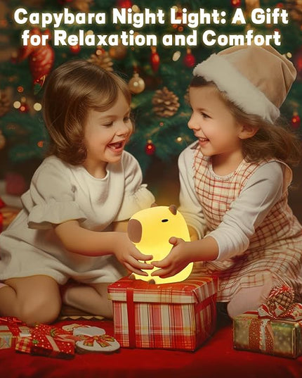 Capybara Night Light, Soft Silicone Capybara Lamp for Kids, Cute Capybara Gifts, Portable and Rechargeable Touch Control Kawaii Animal Lamp, Birthday Gifts for Boys Girls - LeafyLoom