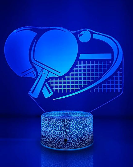 Optical Illusion 3D Ping Pong Paddle Night Light USB Power Remote Control LED Decor Table Desk Lamps 7/16 Colors Changing Lights Children Kids Gift Christmas Xmas Brithday Gift - LeafyLoom