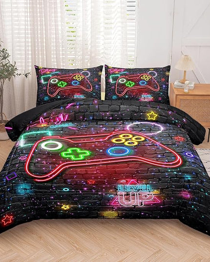 Boys Bedding Sets Twin Size, Gaming Comforter Sets for Boys, Boys Twin Comforter Set, Teen Boy Gamer Bedding Set with 1 Pillowcase… - LeafyLoom