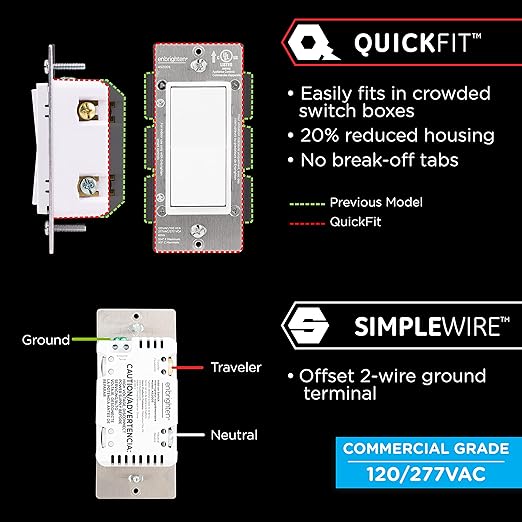 GE Enbrighten Add-On Switch QuickFit and SimpleWire, In-Wall Paddle, Z-Wave ZigBee Wireless Smart Lighting Controls, Latest Version, NOT A STANDALONE Switch, 46199 GE