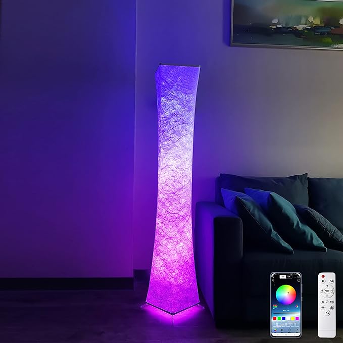 Floor Lamps for Living Room 61" LED Floor Lamp,Corner Floor Lamp,RGB Color Changing Floor Lamp,Smart Dimmable Floor Lamp with Remote & APP Control & Music Sync,Modern Floor Lamp for Bedroom - LeafyLoom