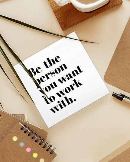 Be The Person You Want to Work With Inspirational Black Wood Box Sign Desk Decor, Teamwork Motivational White Wooden Block Sign Decorations for Home Office Workplace Wall Tabletop Shelf Decor - LeafyLoom