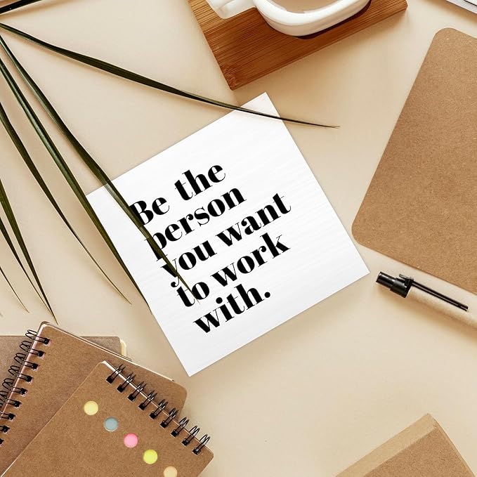 Be The Person You Want to Work With Inspirational Black Wood Box Sign Desk Decor, Teamwork Motivational White Wooden Block Sign Decorations for Home Office Workplace Wall Tabletop Shelf Decor - LeafyLoom