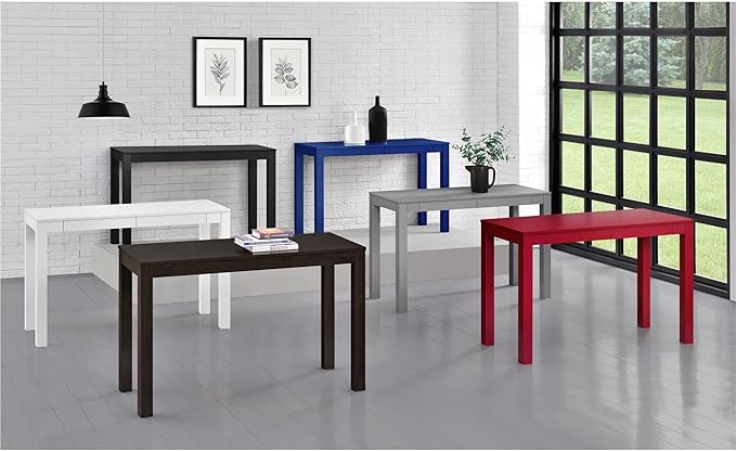 Parsons Xl Desk with 2 Drawers, White - LeafyLoom