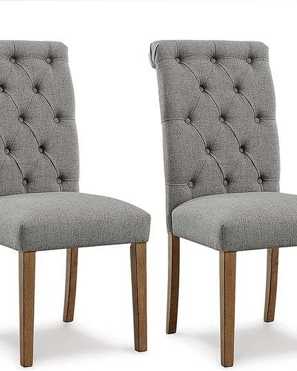 Signature Design by Ashley Harvina French Country 19" Tufted Upholstered Dining Chair, 2 Count, Gray - LeafyLoom