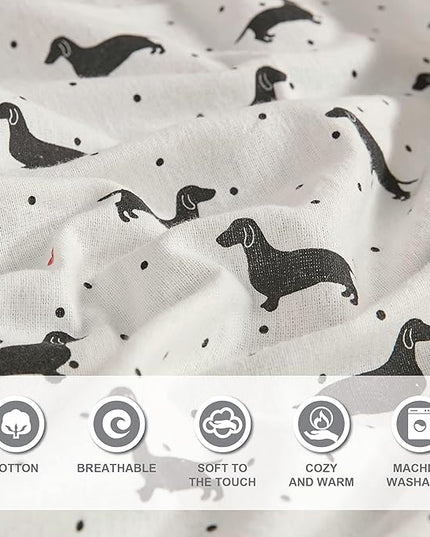 Comfort Spaces Cotton Flannel Breathable Warm, Deep Pocket Sheets with Pillow Case Bedding, Queen, Black Dog 4 Piece - LeafyLoom