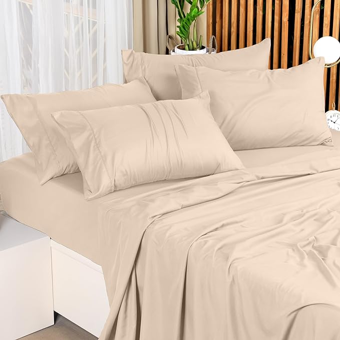 Utopia Bedding California King Bed Sheets Set - 4 Piece Bedding - Brushed Microfiber - Shrinkage and Fade Resistant - Easy Care (California King, Beige) - LeafyLoom