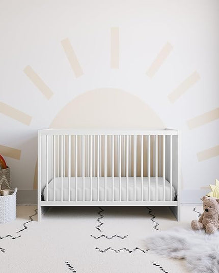 Storkcraft Calabasas 3-in-1 Convertible Crib (White) – GREENGUARD Gold Certified, Fits Standard Crib Mattress, Converts to Toddler Bed, Modern Style, Easy 30-Minute Assembly - LeafyLoom