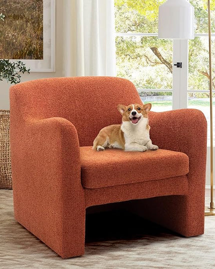 COLAMY Modern Accent Chair Set of 2, Living Room Chair, Soft Padded Armchair with Back, Comfy Fabric Accent Chair for Living Room Bedroom, Red - LeafyLoom