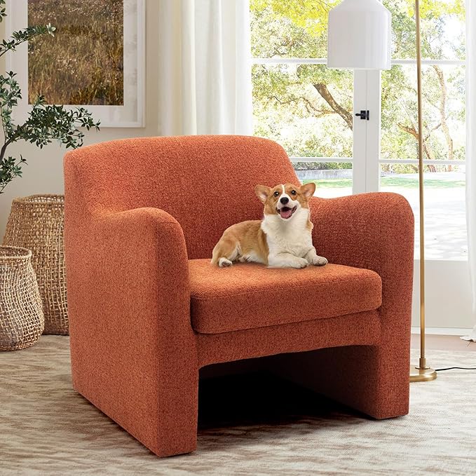 COLAMY Modern Accent Chair Set of 2, Living Room Chair, Soft Padded Armchair with Back, Comfy Fabric Accent Chair for Living Room Bedroom, Red - LeafyLoom