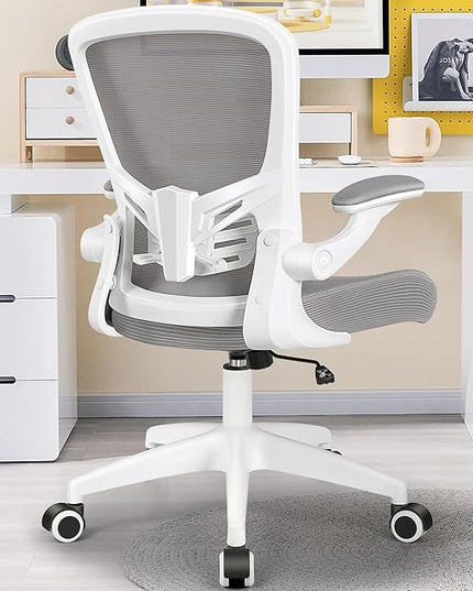MINLOVE Office Chair Ergonomic Desk Chair with Lumbar Support and Height, Rolling Swivel Desk Chair with Wheels and Flip-up Arms, Breathable Mesh Executive Computer Chair for Home Office(Gray) - LeafyLoom