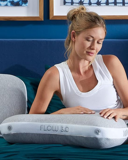 Bedgear Flow Cuddle Curve Pillow - Size 3.0 - Breathable Side Sleeper Pillow - Soft Bed Pillow - Hypoallergenic and Removable Cover - 20" W x 26" L x 6.5" H - LeafyLoom