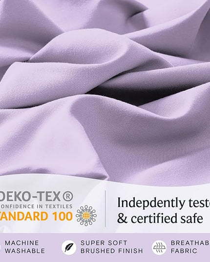 LuxClub 6 PC Full Sheet Set, Breathable Luxury Bed Sheets, Deep Pockets 18" Eco Friendly Wrinkle Free Cooling Bed Sheets Machine Washable Hotel Bedding Silky Soft - Lavender Full - LeafyLoom