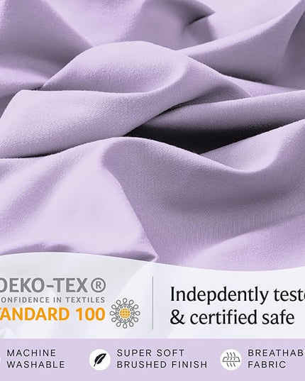 LuxClub 6 PC King Sheet Set, Breathable Luxury Bed Sheets, Deep Pockets 18" Wrinkle Free Cooling Bed Sheets Machine Washable Hotel Bedding Silky Soft - Lavender King - LeafyLoom