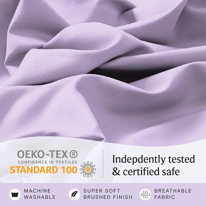 LuxClub 4 PC Sheet Sheets Deep Pockets 18" Eco Friendly Wrinkle Free-Kids-Fitted Sheets Machine Washable Hotel Bedding Silky Soft - Lavender Twin - LeafyLoom