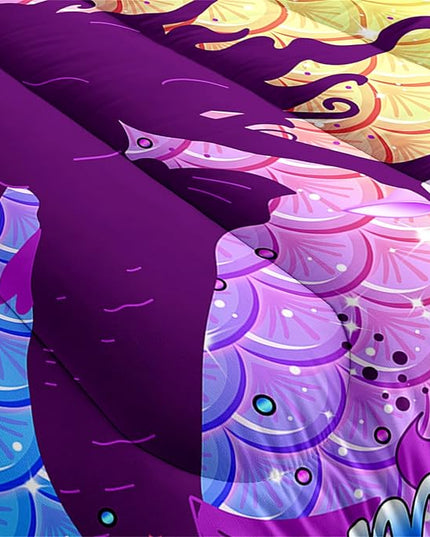 Mermaid Comforter Set Twin Fish Scale Patterns Printed Twin Bed Comforter Sets for Girls 2 Piece Kids All Season Ultra Soft MIcrofiber Mermaid Bedding Set Quilted Duvet with 1 Pillowcase, Twin Size - LeafyLoom