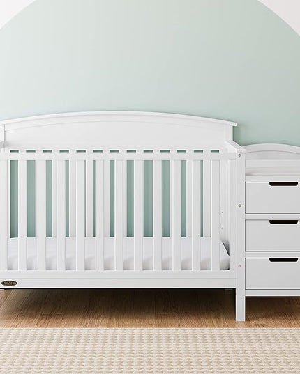 Graco Benton 4-in-1 Convertible Crib and Changer (White) – Crib and Changing Table Combo, Includes Water-Resistant Changing Pad, 3 Drawers, Converts to Toddler Bed, Daybed and Full-Size Bed - LeafyLoom