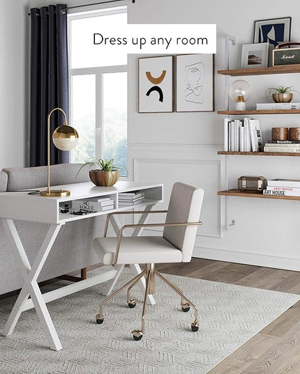 Nathan James Theo 4-Shelf Bookcase, Floating Wall Mount Shelves with Natural Wood and Industrial Pipe Metal Frame, Oak/White - LeafyLoom