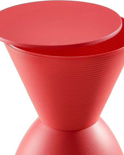 Modway Haste Contemporary Modern Hourglass Accent Stool in Red - LeafyLoom