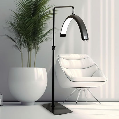 LED Floor Light, Half Moon Lamp for Lash Extension, Lighting for Beauty, Skincare, Lashes, Eyebrows, Filming Content Creation-Modern Black - LeafyLoom