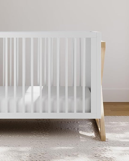 Storkcraft Equinox 3-in-1 Convertible Crib (Driftwood) - Easily Converts to Toddler Bed & Daybed, 3-Position Adjustable Mattress Support Base, Modern Two-Tone Design for Contemporary Nursery - LeafyLoom