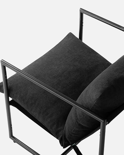 ZINUS Aidan Sling Accent Chair, Pack of 2, Metal Framed Armchair with Shredded Foam Cushioning, Black - LeafyLoom