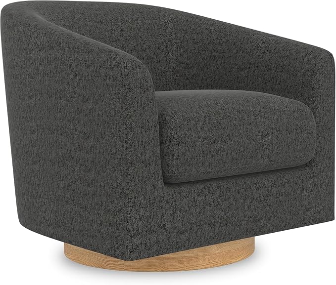 Sunny Heart Swivel Accent Chair, Velvet Swivel Barrel Chair, Swivel Club Chair with Wood Base, Modern Upholstered Armchair, Cozy Chairs for Living Room, Bedroom, Reading - LeafyLoom