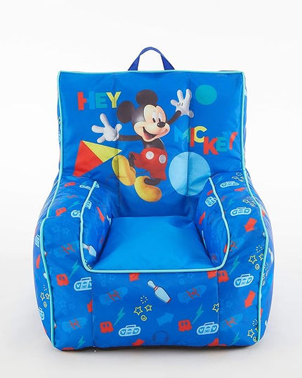 Idea Nuova Disney Mickey Mouse Kids Nylon Bean Bag Chair with Piping & Top Carry Handle, Large - LeafyLoom