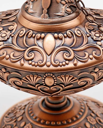 Classic Vintage Collectable Rare Legend Aladdin Magic Genie Costume Lamp Home Table Decoration & Gift, Red Bronze - LeafyLoom
