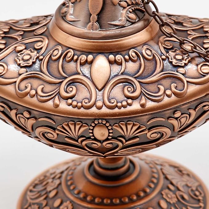 Classic Vintage Collectable Rare Legend Aladdin Magic Genie Costume Lamp Home Table Decoration & Gift, Red Bronze - LeafyLoom
