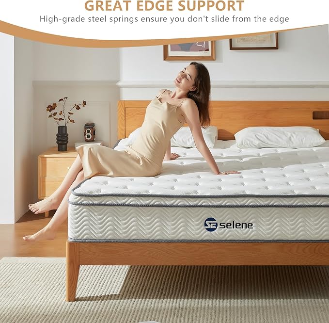 Full Size Mattress, 12 Inch Mattress Full with Pocket Spring and Memory Foam for Pressure Relief, Motion Isolation, Edge Support, Medium Firm Mattress in a Box, CertiPUR-US, White - LeafyLoom