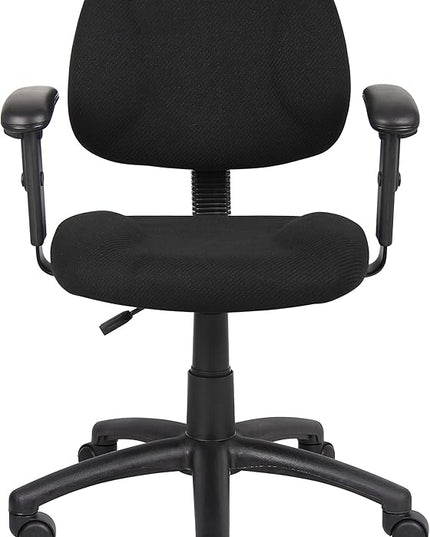 Boss Office Products Perfect Posture Delux Fabric Task Chair with Adjustable Arms in Black - LeafyLoom