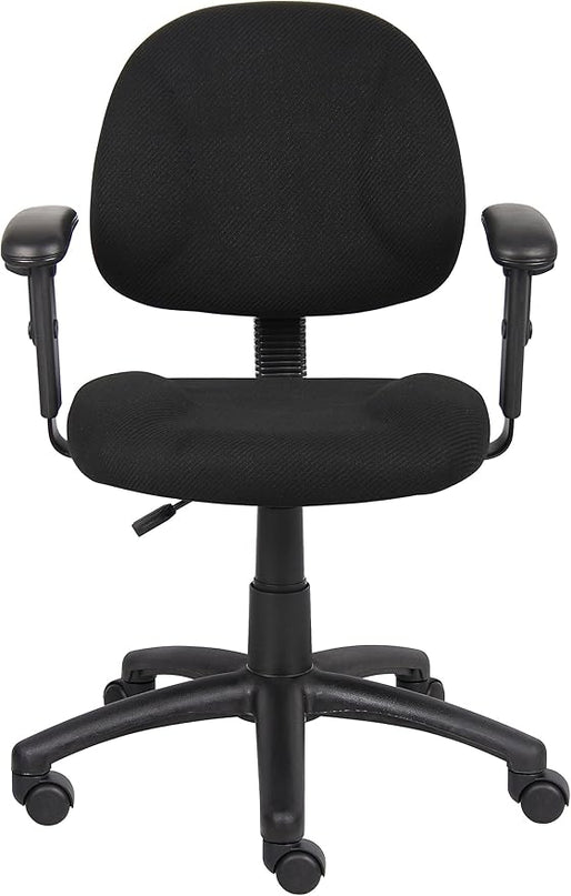 Boss Office Products Perfect Posture Delux Fabric Task Chair with Adjustable Arms in Black - LeafyLoom