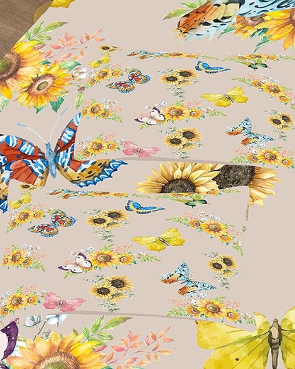 Tailor Shop Sunflower Comforter Sets King Size,Sunflower Bedding Sets for Teens Kids Butterflies Comforter Sets,Butterfly Bedding Sets Vintage Yellow Flowers Bedding Sets with 2 Pillowcases - LeafyLoom