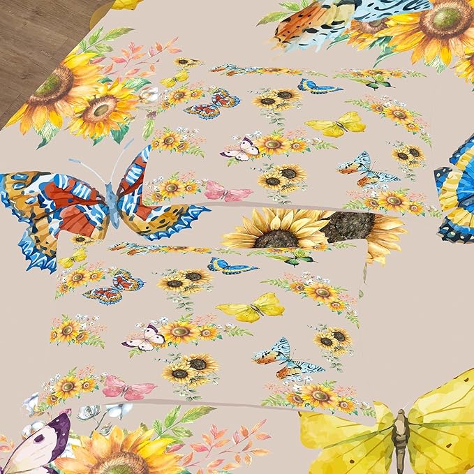 Tailor Shop Sunflower Comforter Sets King Size,Sunflower Bedding Sets for Teens Kids Butterflies Comforter Sets,Butterfly Bedding Sets Vintage Yellow Flowers Bedding Sets with 2 Pillowcases - LeafyLoom