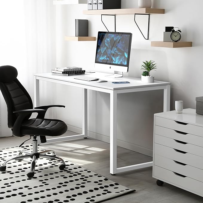 SHW 48" Home Office Computer Desk, 24" Deep, White - LeafyLoom