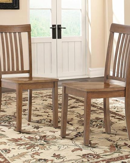 COLAMY Wooden Dining Chairs Set of 2, Spindle High Back Windsor Kitchen Side Chair, Farmhouse Dining Chairs for Kitchen and Dining Room, Light Brown - LeafyLoom