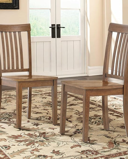COLAMY Wooden Dining Chairs Set of 2, Spindle High Back Windsor Kitchen Side Chair, Farmhouse Dining Chairs for Kitchen and Dining Room, Light Brown - LeafyLoom